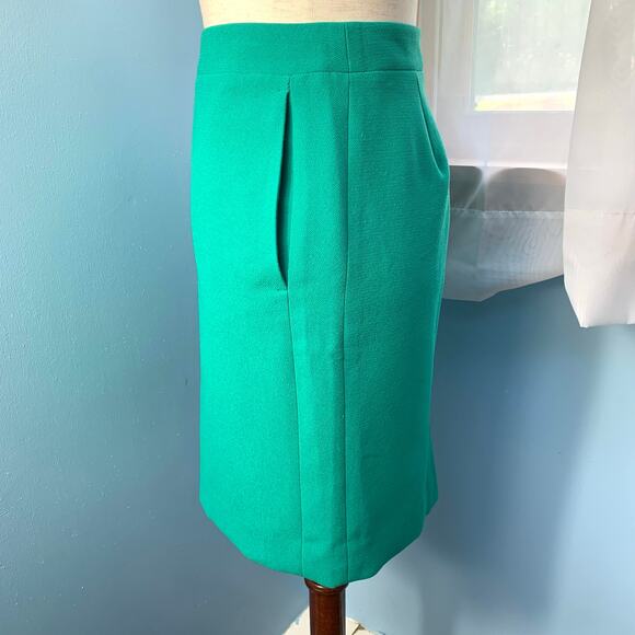 J. Crew Factory Dark Emerald Crepe The Pencil Skirt Size 0 - Picture 6 of 8